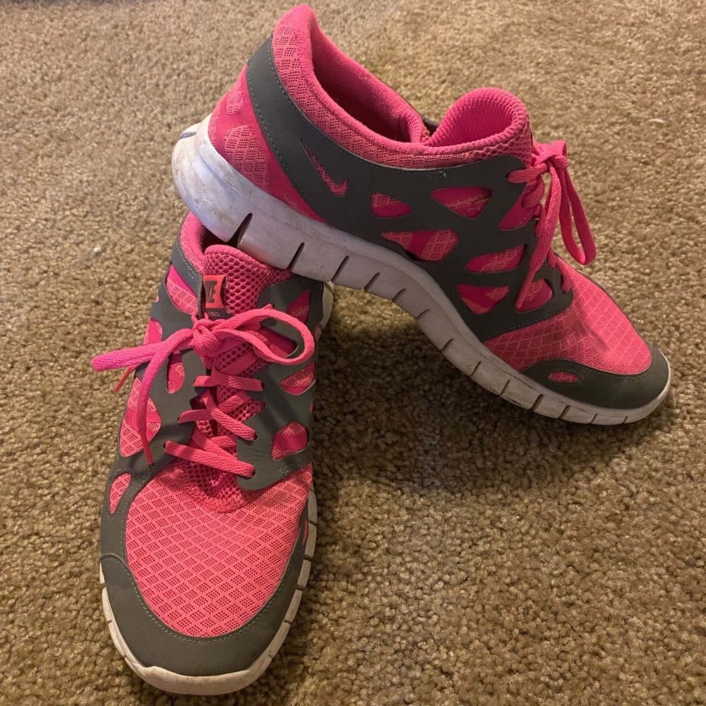Nike free run shoes - pink with gray. Women’s size 12. Lightly used